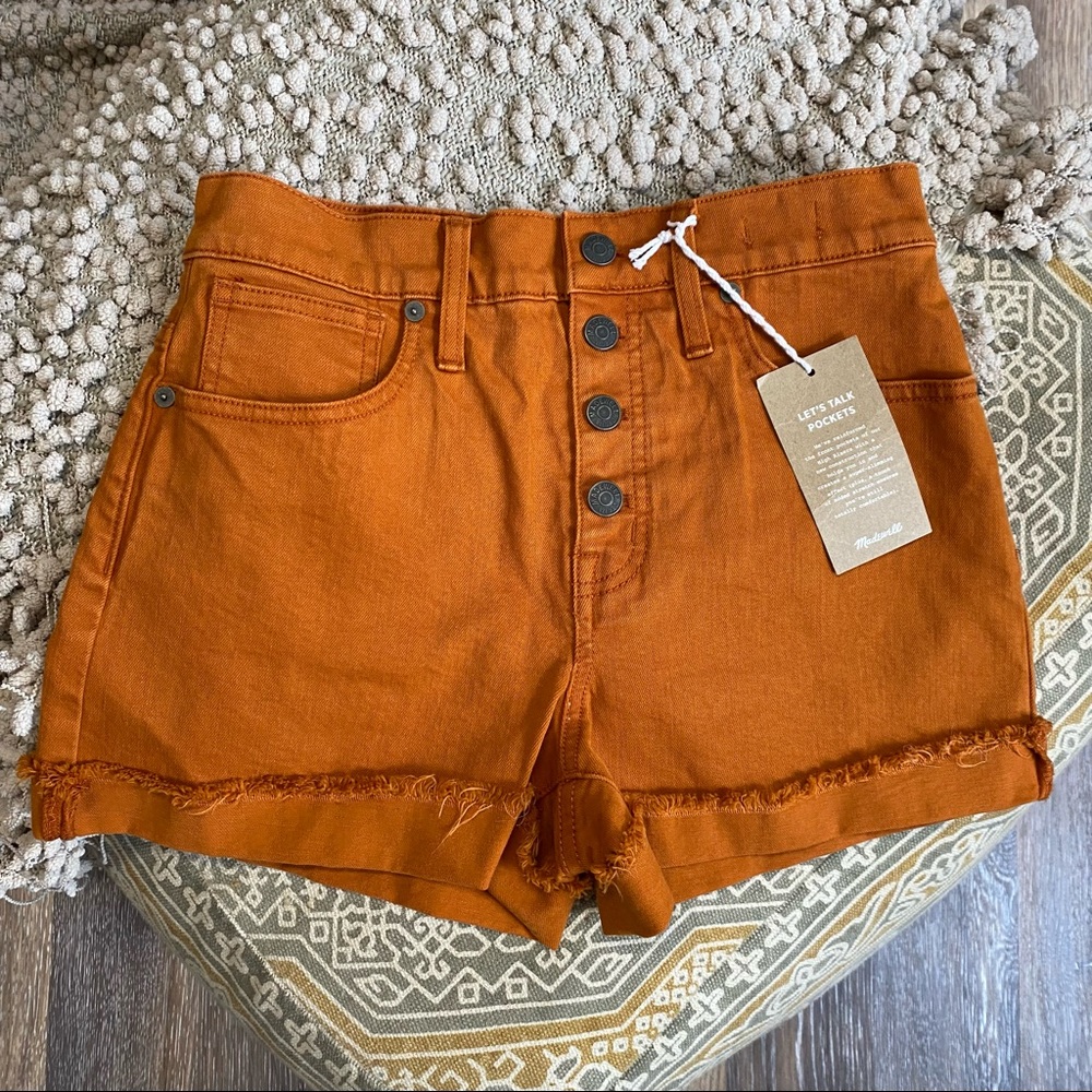 NWT Madewell High Rise Orange Denim Shorts